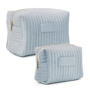 Large Capacity Velvet Cosmetic Bag Plaid Multifunctional Wash Bag Skin-friendly Material Skincare Storage Bag