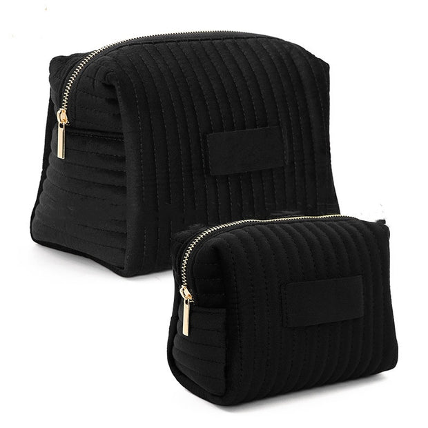 Large Capacity Velvet Cosmetic Bag Plaid Multifunctional Wash Bag Skin-friendly Material Skincare Storage Bag